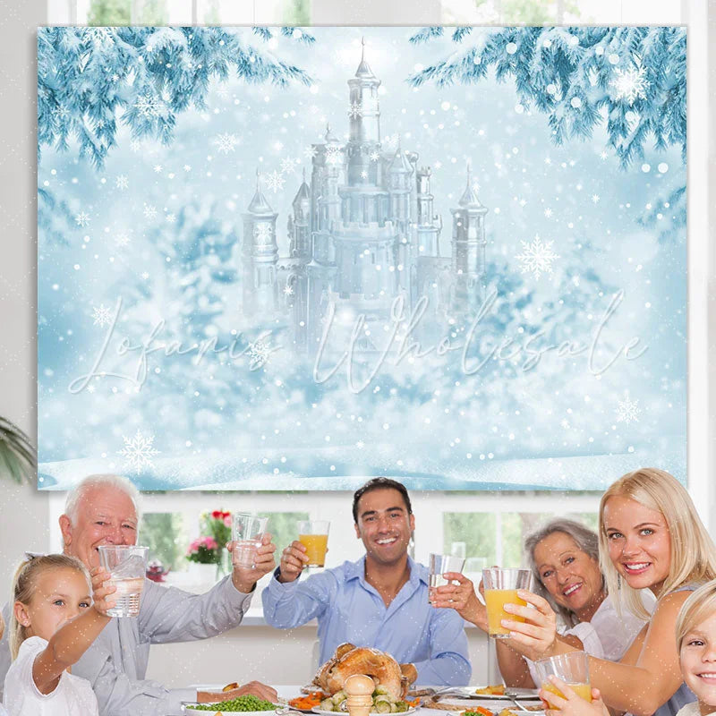 Lofaris Ice World With Snowflake And Castle Winter Backdrop