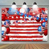 Lofaris Independence Day Flag Stars Balloons Stripes Backdrop