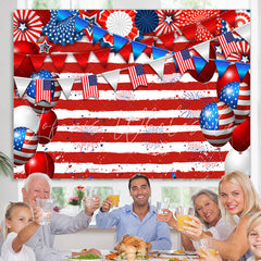 Lofaris Independence Day Flag Stars Balloons Stripes Backdrop