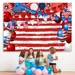Lofaris Independence Day Flag Stars Balloons Stripes Backdrop