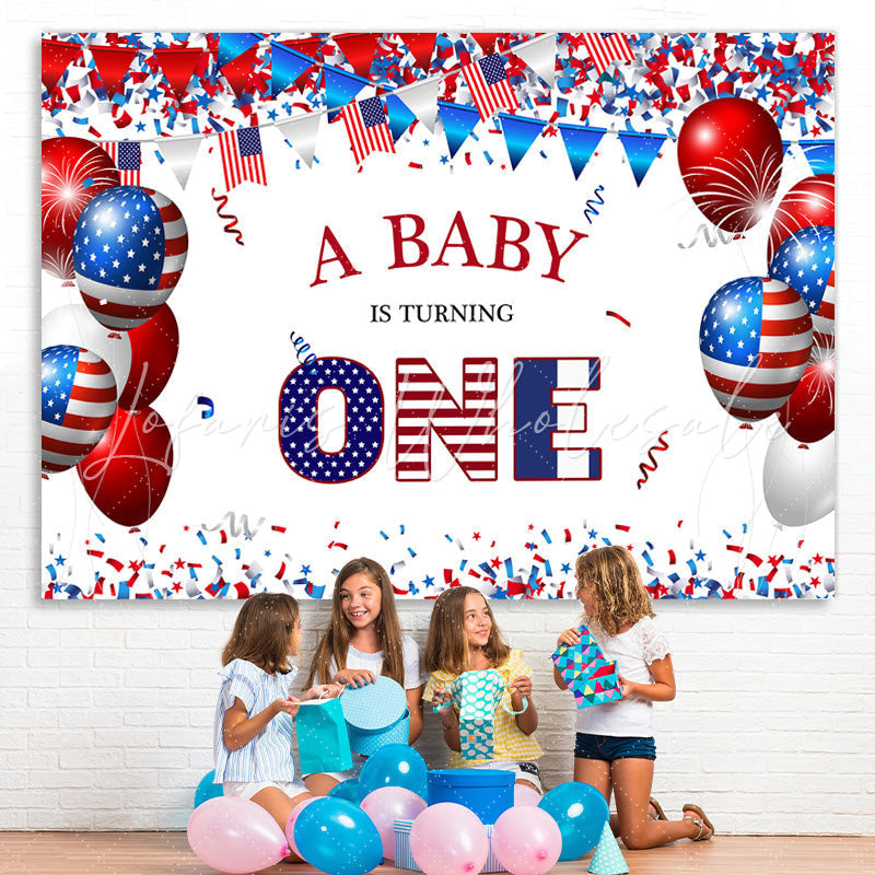 Lofaris Independence Day Theme 1st Birthday Party Backdrop