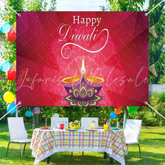 Lofaris Indian Light Red Simple Happy Diwali Backdrop