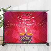 Lofaris Indian Light Red Simple Happy Diwali Backdrop
