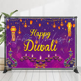 Lofaris Indian Lights Elephant Purple Happy Diwali Backdrop