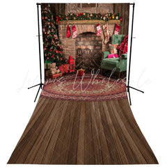 Lofaris Indoor Wood Floor Family Xmas Backdrop For Photo