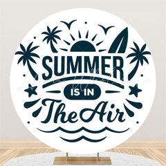 Lofaris Ink Color Sun Coconut Tree Round Summer Backdrop