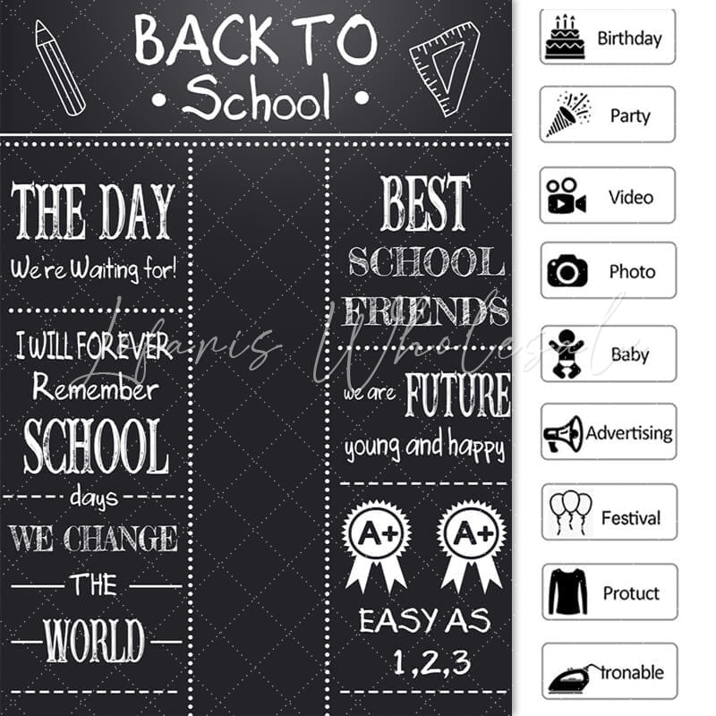 Lofaris Inspiring blackboard graffiti back to school backdrop