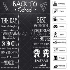Lofaris Inspiring blackboard graffiti back to school backdrop