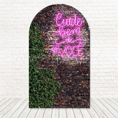 Instagrammable Neon Greenery Brick Wall Arch Backdrop for Events