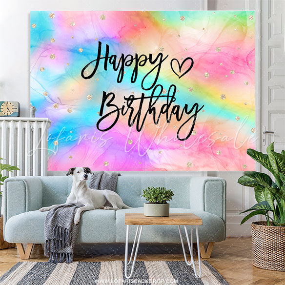 Lofaris Iridescent Dots Birthday Party Backdrop For Girl