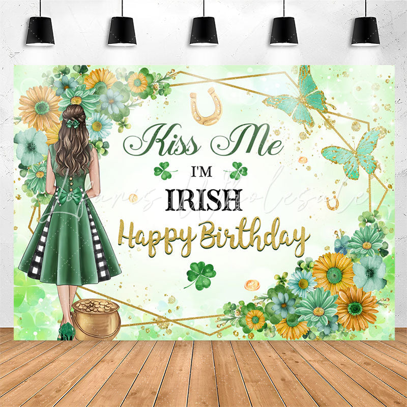 Lofaris Irish Green Floral Clover Birthday Backdrop For Girl