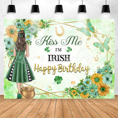 Lofaris Irish Green Floral Clover Birthday Backdrop For Girl