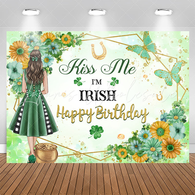 Lofaris Irish Green Floral Clover Birthday Backdrop For Girl
