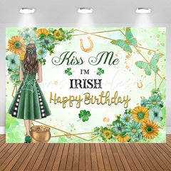 Lofaris Irish Green Floral Clover Birthday Backdrop For Girl