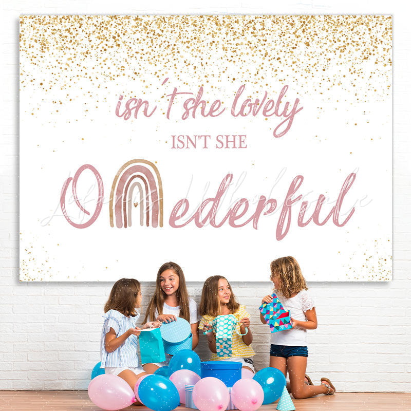 Lofaris Isnt She Onederful Pink and Gold 1St Birthday Backdrop