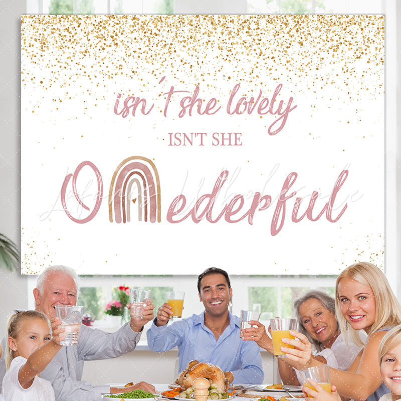 Lofaris Isnt She Onederful Pink and Gold 1St Birthday Backdrop