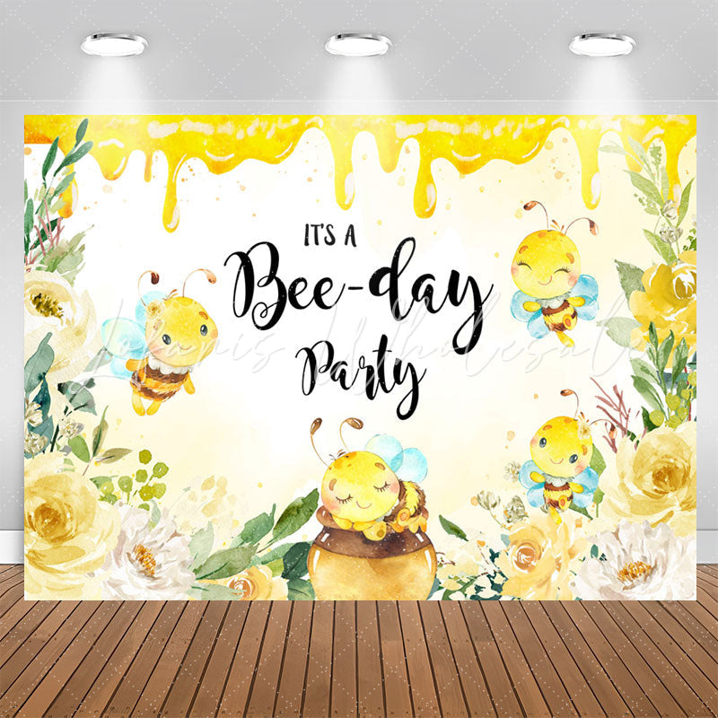 Lofaris Its A Bee Day Party Honey Happy Birthday Backdrop