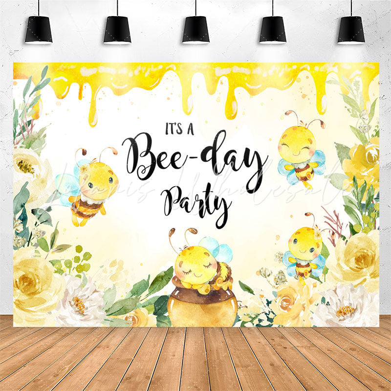Lofaris Its A Bee Day Party Honey Happy Birthday Backdrop