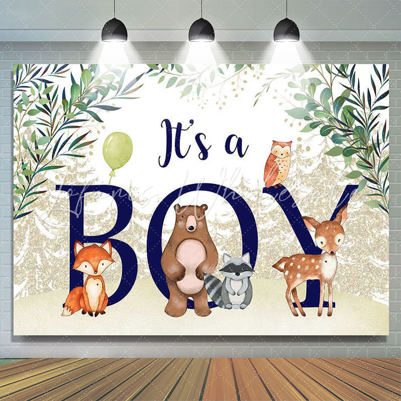 Lofaris Its a boy animal jungle baby shower photo backdrop
