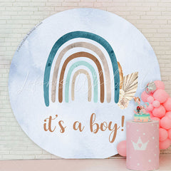 Lofaris Its A Boy Blue Rainbow Round Baby Shower Backdrop