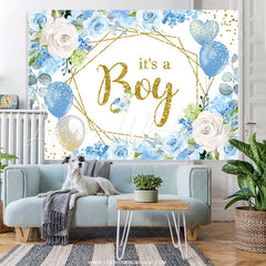 Lofaris Its A Boy Blue Rose Balloon Baby Shower Backdorp For