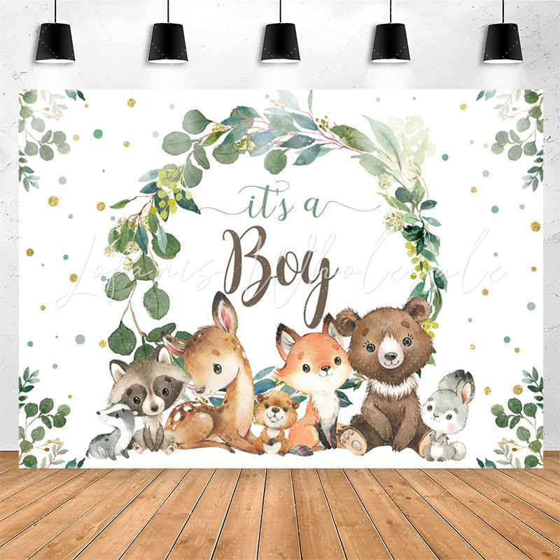 Lofaris Its A Boy Safari Plants Animals Baby Shower Backdrop
