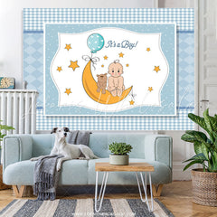 Lofaris Its A Boy Starry Night With Moon Baby Shower Backdrop