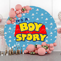 Lofaris Its A Boy Story Blue Circle Baby Shower Backdrop