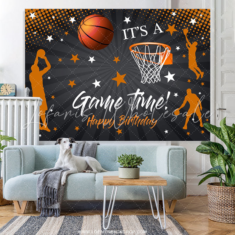 Lofaris Its A Game Time Basketball Happy Birthday Backdrop