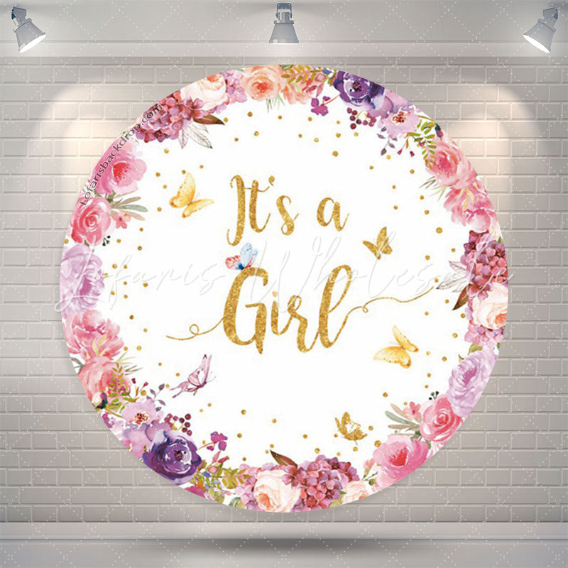 Lofaris Its A Girl Butterflies Floral Baby Shower Backdrop