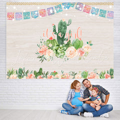 Lofaris Its A Girl Cactus And Floral Wood Baby Shower Backdrop