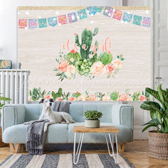 Lofaris Its A Girl Cactus And Floral Wood Baby Shower Backdrop