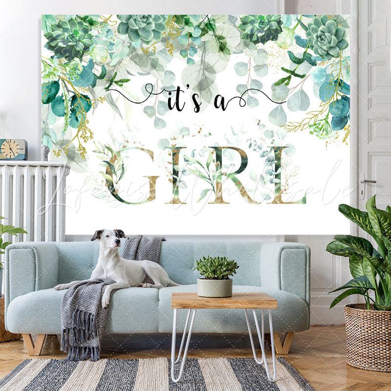 Lofaris Its A Girl Green Garden Baby Shower Backdrop For Party