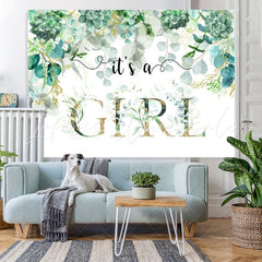 Lofaris Its A Girl Green Garden Baby Shower Backdrop For Party