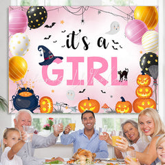 Lofaris Its A Girl Pink Balloon Halloween Baby Shower Backdrop