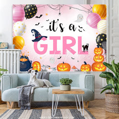 Lofaris Its A Girl Pink Balloon Halloween Baby Shower Backdrop