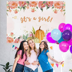 Lofaris Its A Girl Pink Floral Baby Shower Photoshoot Backdrop