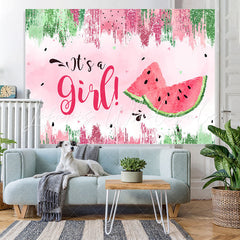 Lofaris Its A Girl Summer Green Watermelon Baby Shower Backdrop