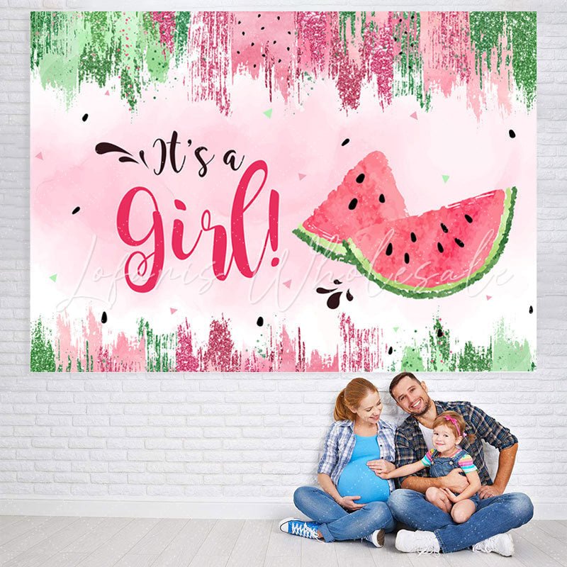 Lofaris Its A Girl Summer Green Watermelon Baby Shower Backdrop