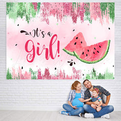 Lofaris Its A Girl Summer Green Watermelon Baby Shower Backdrop