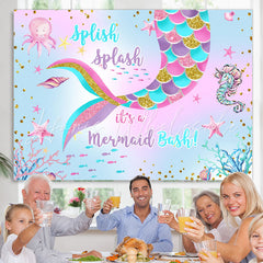 Lofaris Its A Mermaid Bash Happy Birthday Backdorp For Party