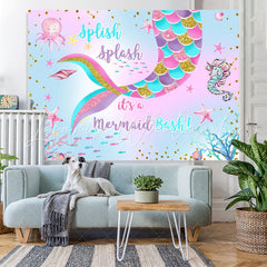 Lofaris Its A Mermaid Bash Happy Birthday Backdorp For Party