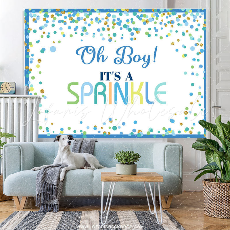 Lofaris Its A Sprinkle Blue Dots Baby Shower Backdrop