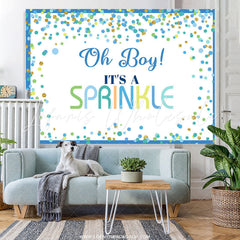 Lofaris Its A Sprinkle Blue Dots Baby Shower Backdrop