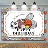 Lofaris Its Almost Game Time Sport Balls Birthday Backdrop