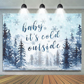 Lofaris Its Cold Outside Snowy And Pine Baby Shower Backdrop