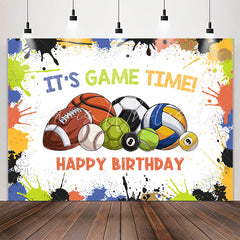 Lofaris Its Game Time Balls Sport Boy Birthday Backdrop