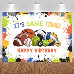 Lofaris Its Game Time Balls Sport Boy Birthday Backdrop