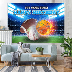 Lofaris Its Game Time Hot Sport Happy Birthday Backdrop For Boy