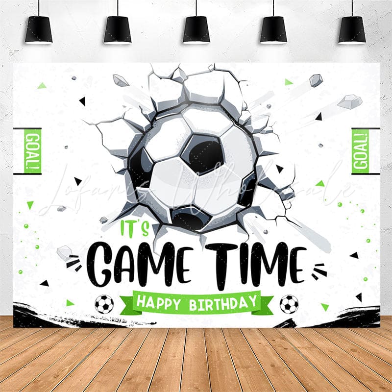 Lofaris Its Game Time Soccer Sports Style Birthday Backdrop